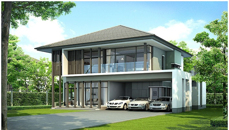 Thiết kế thi công nhà mái thái 1 trệt 1 lầu đẹp