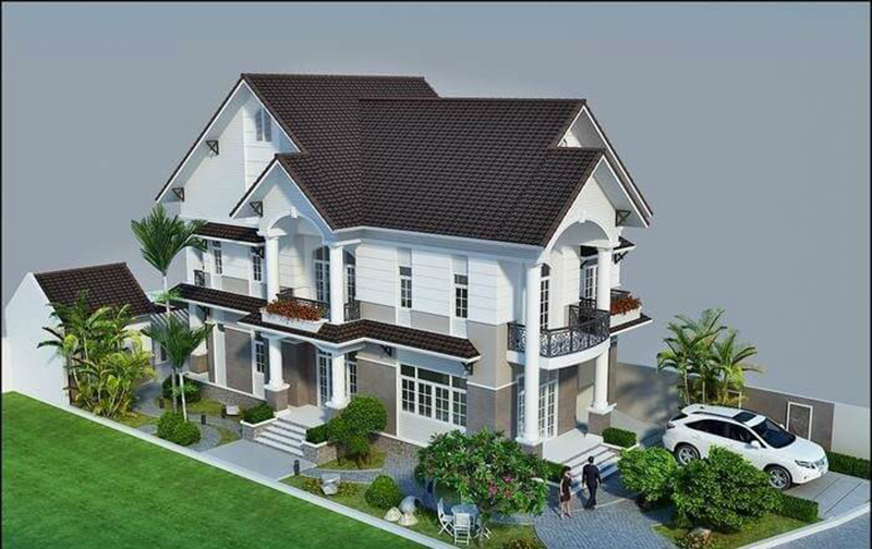 Thiết kế thi công nhà mái thái 1 trệt 1 lầu đẹp