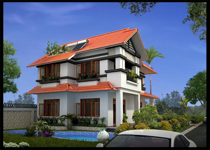 Thiết kế thi công nhà mái thái 1 trệt 1 lầu đẹp