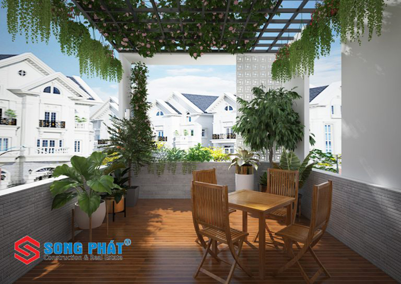 Thiết kế nhà phố có sân thượng đẹp