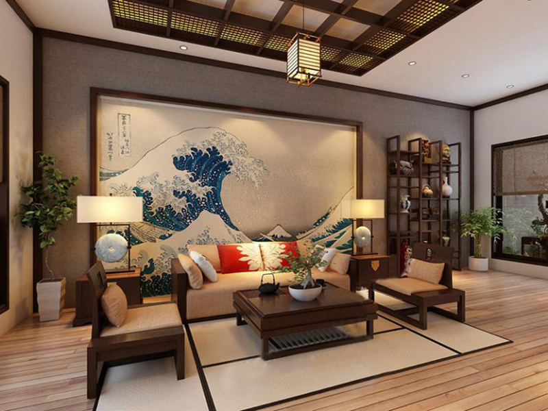 Thiết kế nội thất phòng khách đẹp với phong cách Nhật