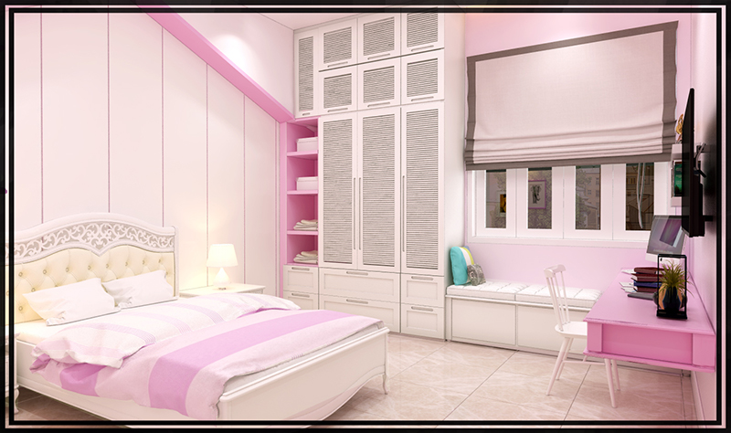 Thiết kế nội thất phòng ngủ con gái