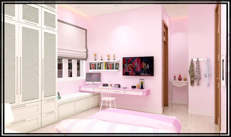 Thiết kế nội thất phòng ngủ con gái