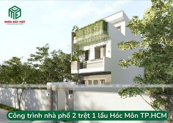 Công trình nhà phố 2 trệt 1 lầu Hóc Môn