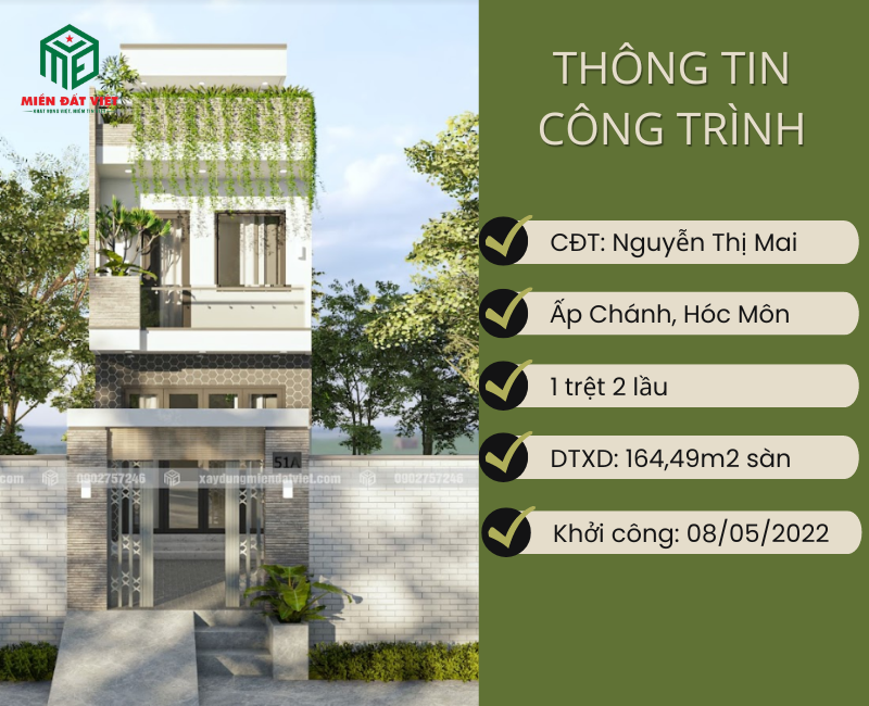 Thông tin công trình xây dựng nhà phố Hóc Môn