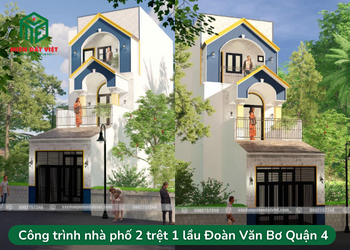 Công trình nhà phố 2 trệt 1 lầu đoàn văn bơ quận 4