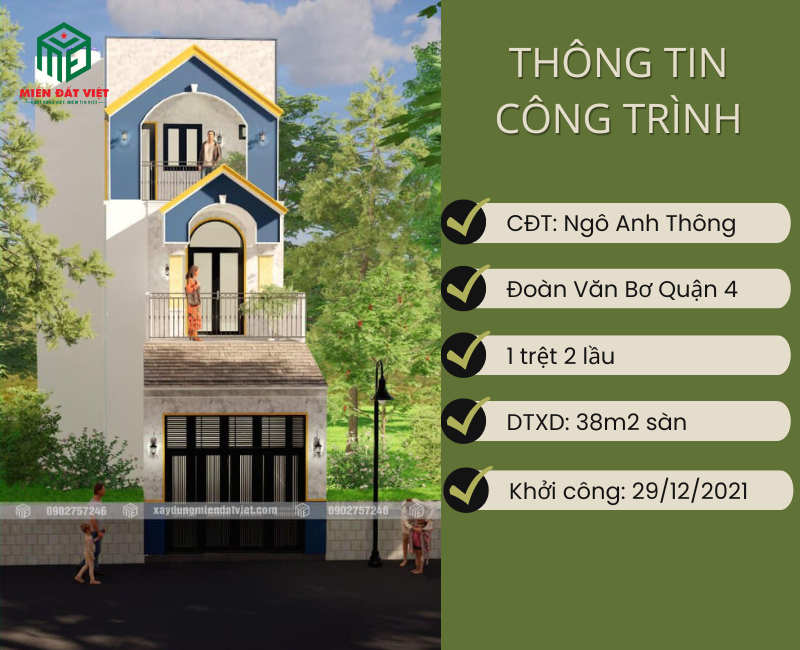 Thông tin công trình xây nhà phố Đoàn Văn Bơ Quận 4