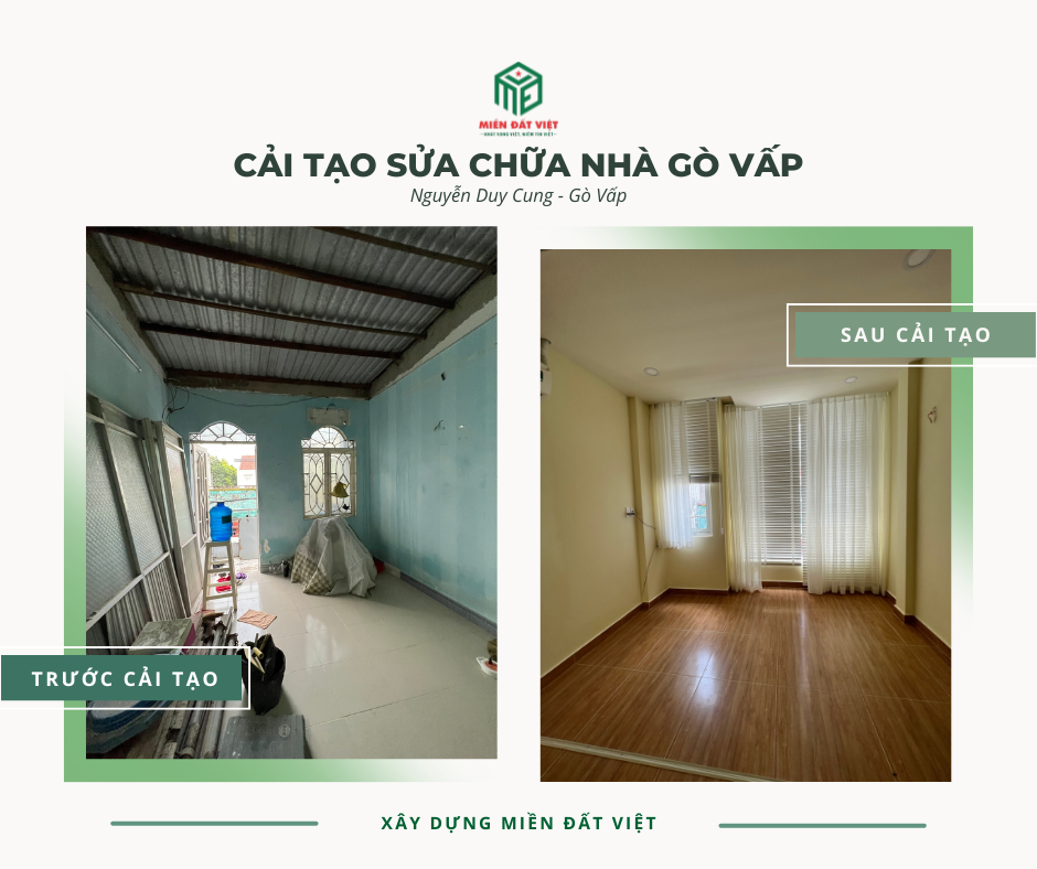 Hình ảnh lầu 1 trước và sau khi cải tạo
