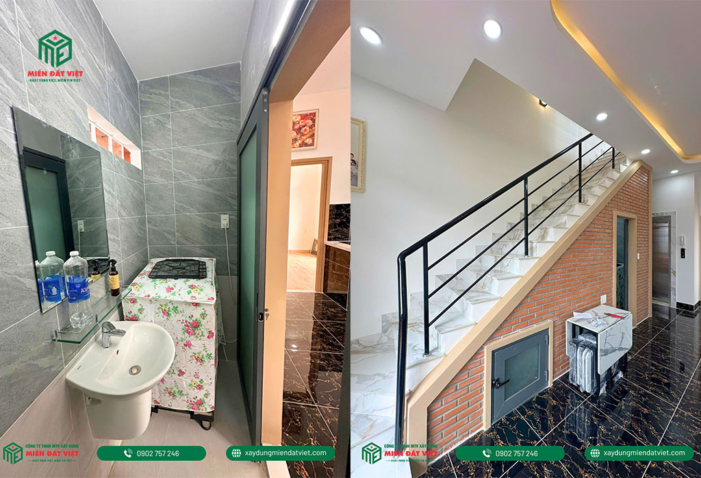 Cầu thang và nhà vệ sinh tầng trệt Cầu thang và nhà vệ sinh tầng trệt